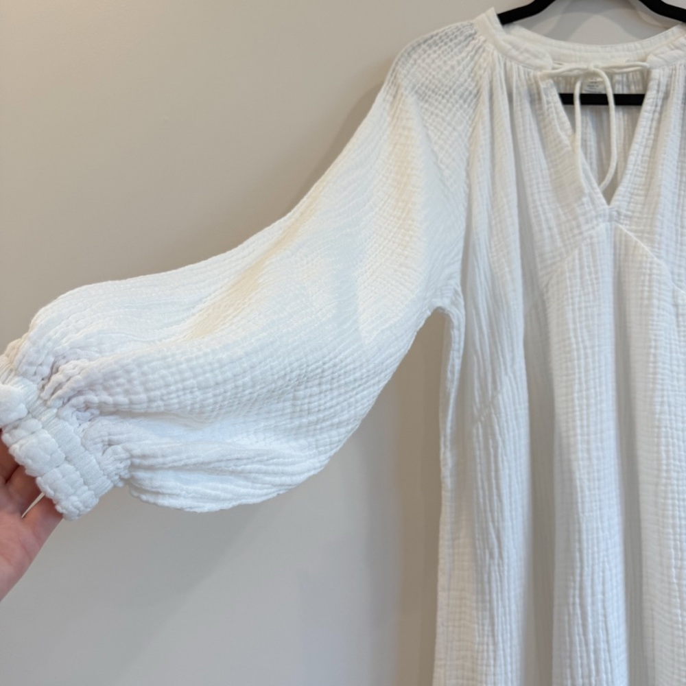 H&M White Cotton Long Sleeve Maxi Dress - Picture 5 of 12